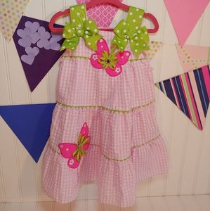 Rare Too! Toddler Girls Pink Gingham Dress size 2T